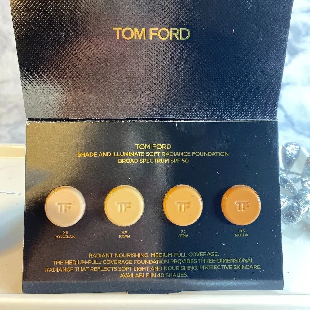 TOM FORD Beauty,Shade & Illuminate Foundation,Radiant SPF50-Sample 4 Shades-NEW